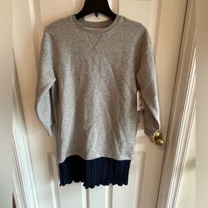 NWT Free Assembly Girls Gray Sweatshirt Dress with Navy Detail size L (10/12)